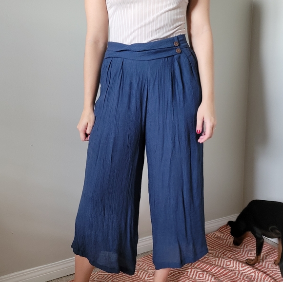 Papa Vancouver Navy Plazzo Pants w/ Pockets - Picture 6 of 10